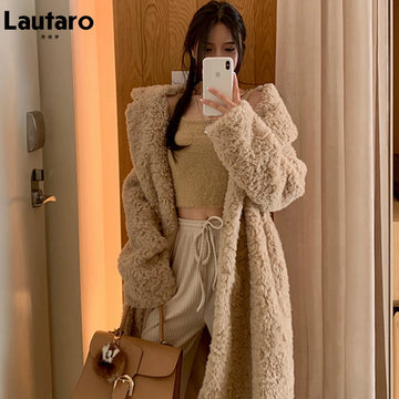Winter Long Oversized Faux Fur Coat Women Luxury