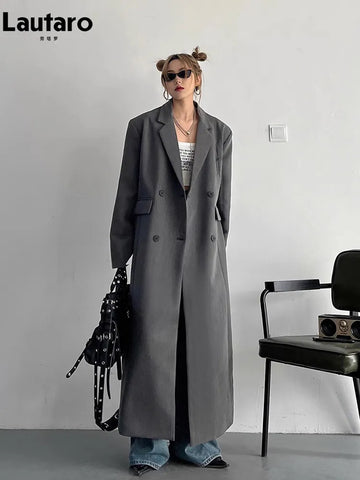 Women's Double Breasted Long Trench Coat Casual Fashion