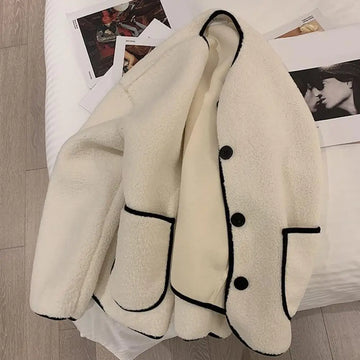 Faux Shearling Jacket: Stylish Fall/Winter Cardigan Coat for Women