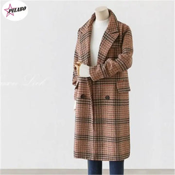 Winter Plaid Peacoat: Oversize Chic for Women